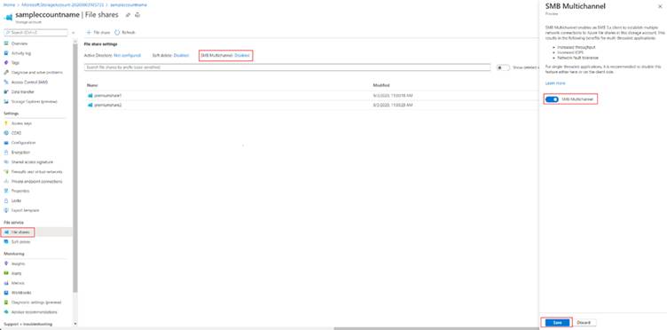 Azure Files SMB Multichannel  2
