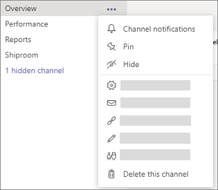 Hide or pin a channel in Teams.